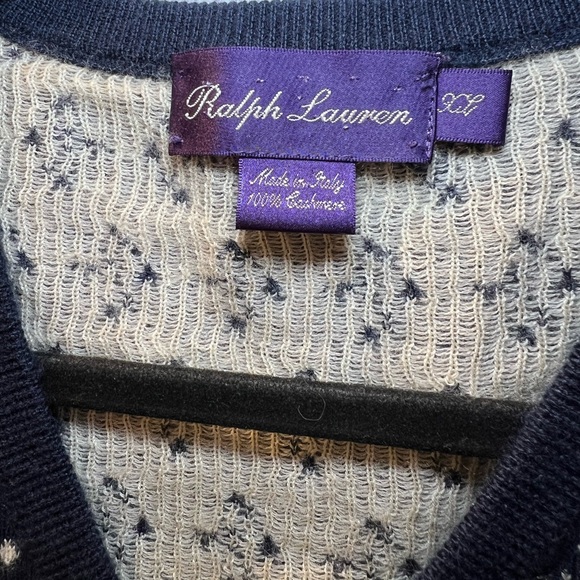 Ralph Lauren Purple Label 100% Cashmere Vest – Classic Patterned Luxury Knit XL - Picture 4 of 5